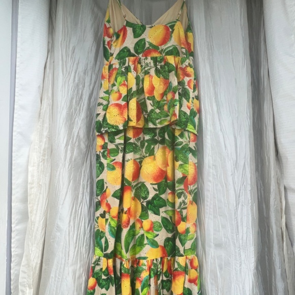 FARM RIO Orange Sands Linen Blend Ruffle Midi Dress - Picture 3 of 7